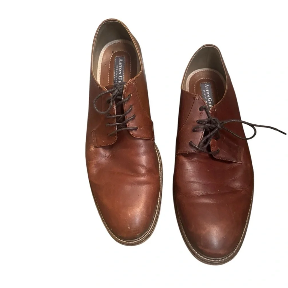 ASTON GREY Grenasien Shoes Mens 12 Dress Plain Toe Oxford Brown Leather Lace Up